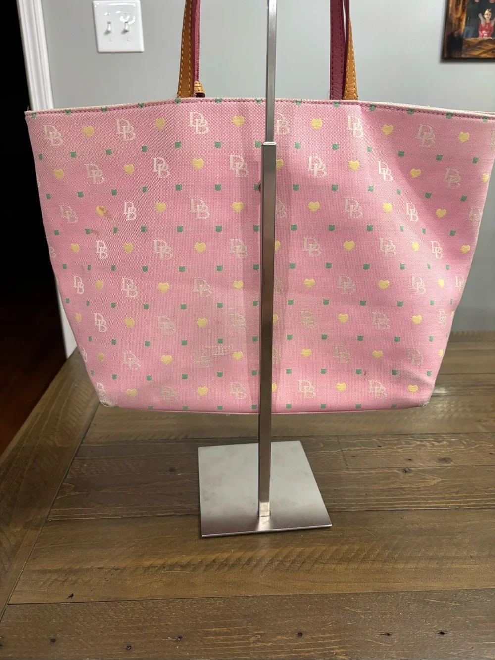Dooney & Bourke Vintage Pink Logo Tote with Gold Heart Charm